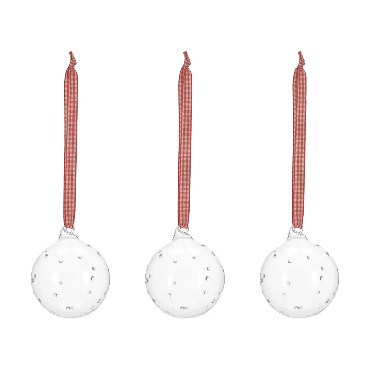 Boule de sapin avec nœud Grace Lot de 3 - Rouge - Scandi Living