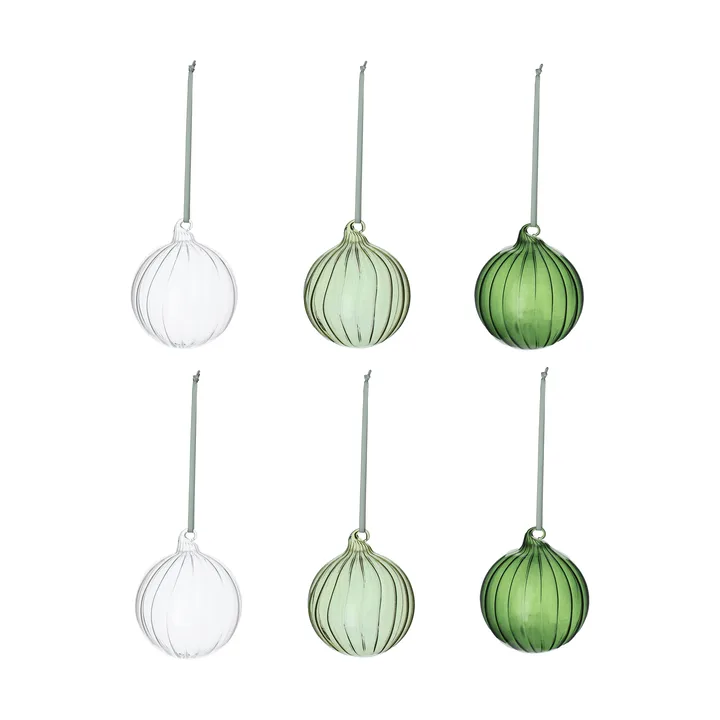 Boule de sapin Clarity 6 pièces - Vert - Scandi Living