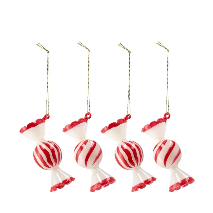 Boules de Noël Jolly, lot de 4 - Rouge - Scandi Living