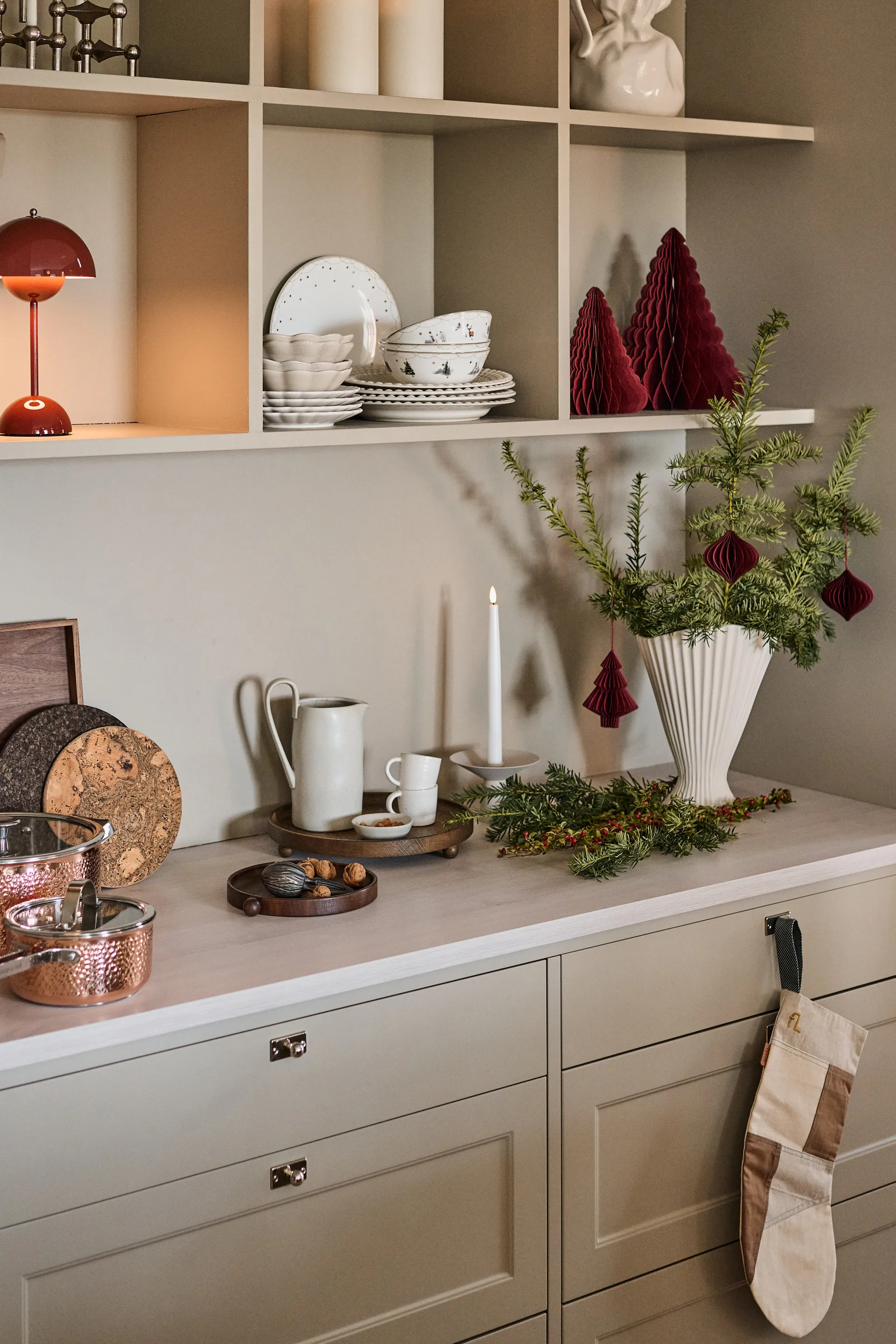 Décoration de Noël Trees lot de 2, Rouge Scandi Living