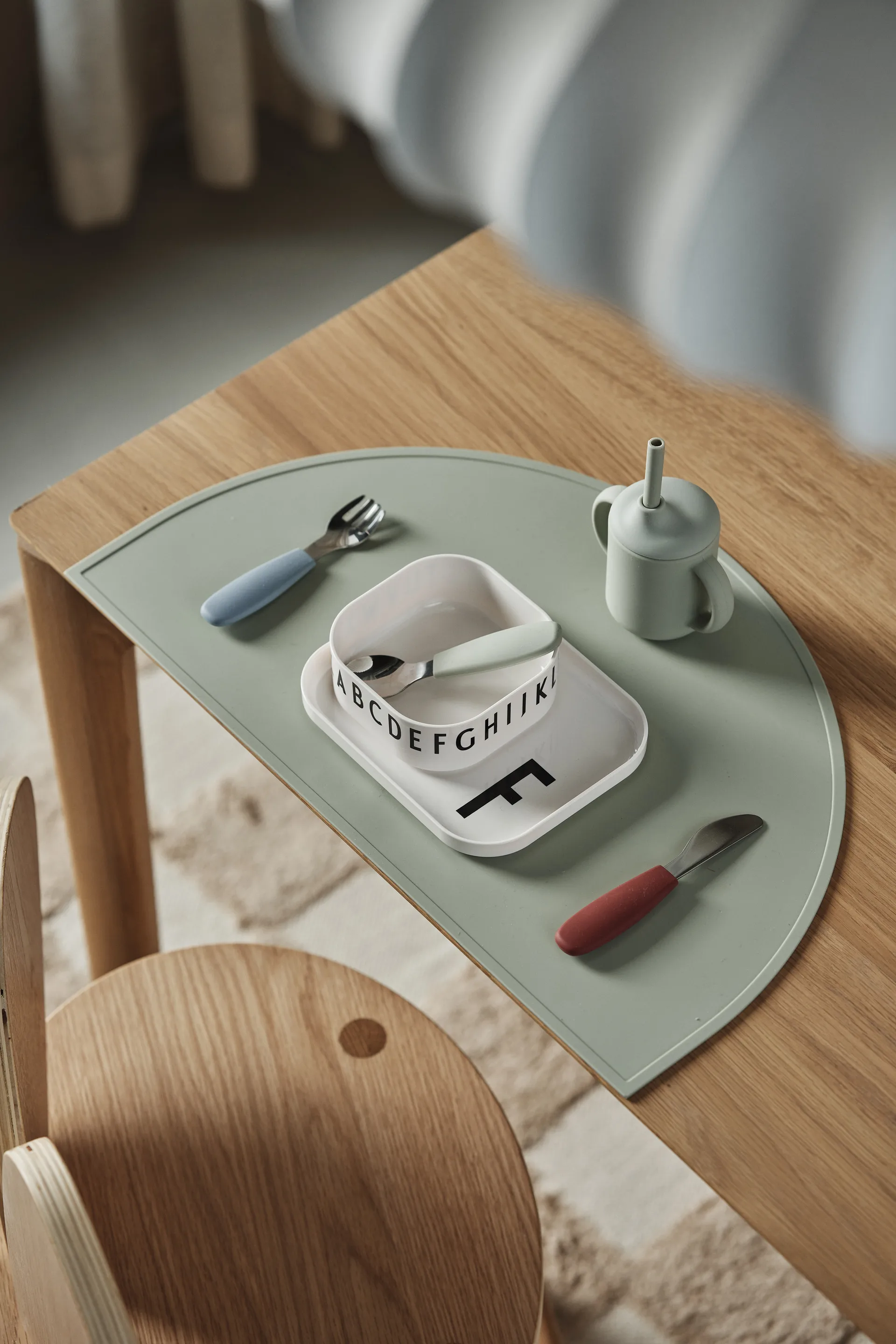 Ensemble de couverts en silicone Dine 3 pièces, Vert-bleu Scandi Living
