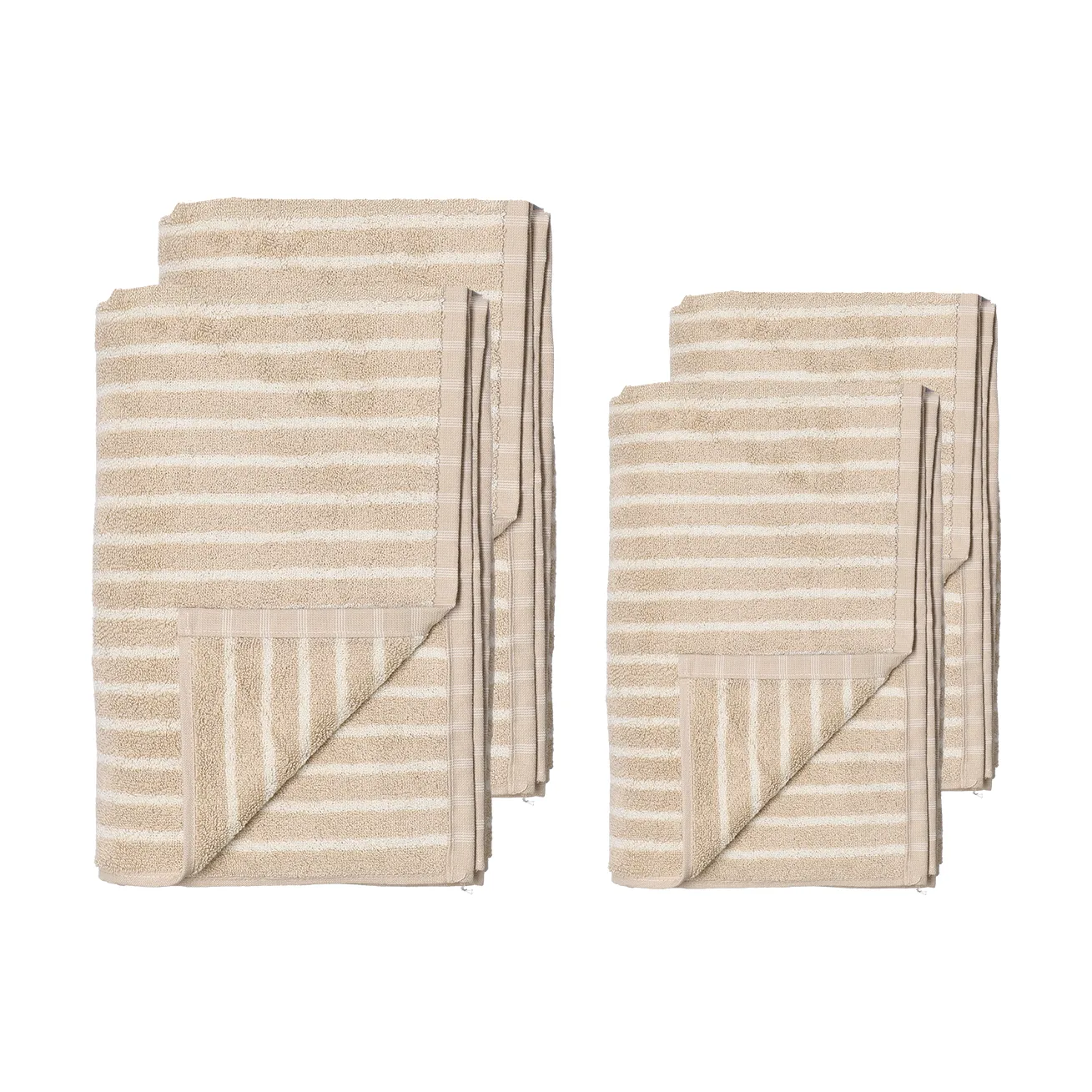 Ensemble de serviettes Drift 4 pièces - Beige-blanc Scandi Living