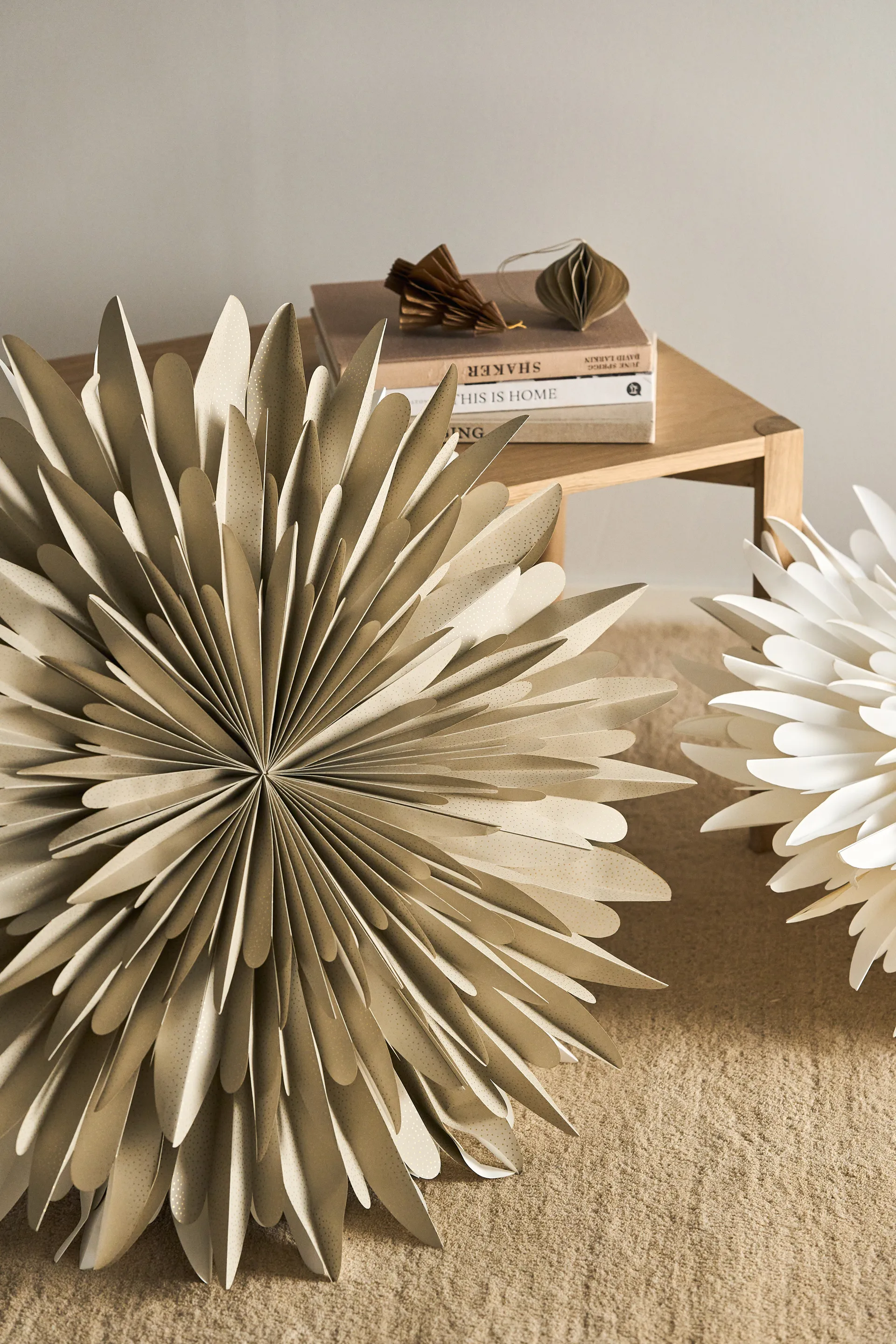 Étoile de l'avent beige à pois Luna, 80 cm Scandi Living