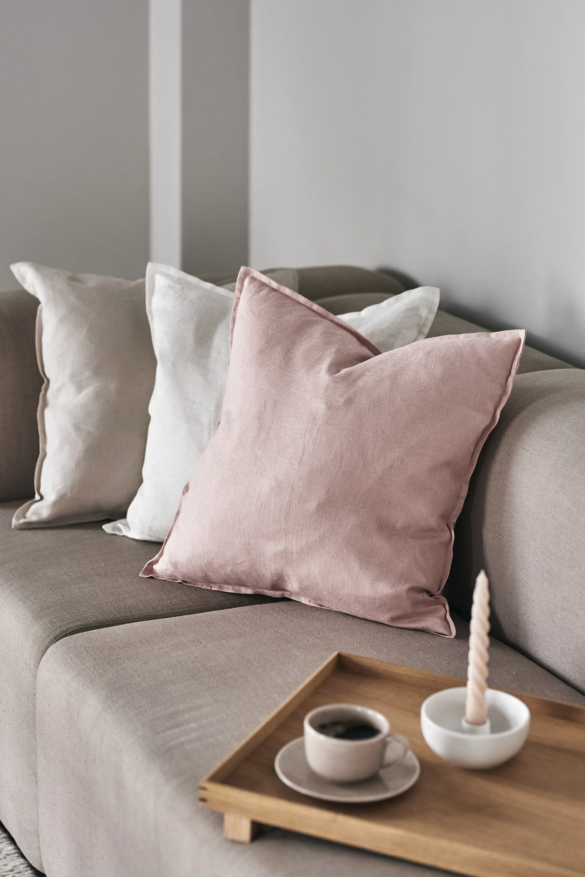 Housse de coussin en lin Calm 50x50 cm, Dusty Rose Scandi Living