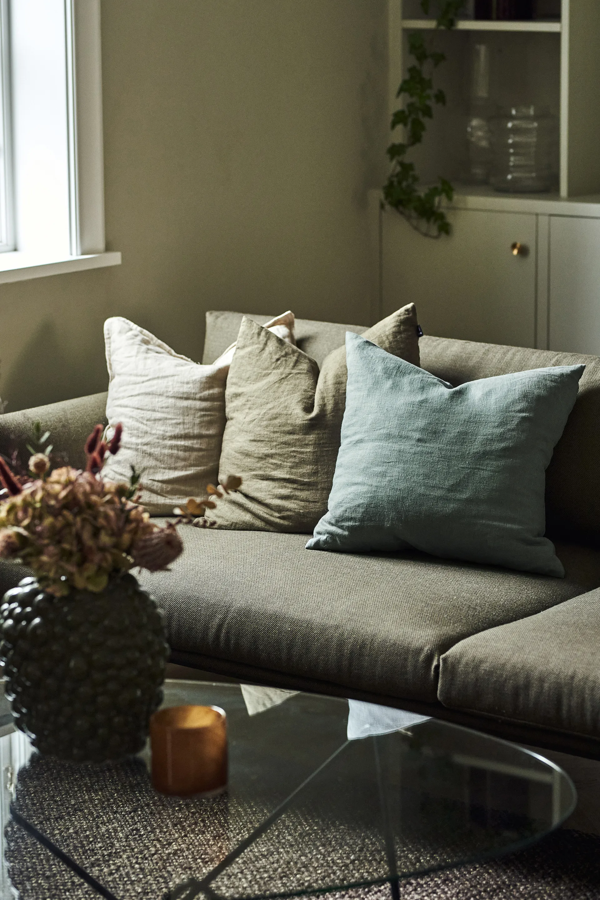 Housse de coussin en lin Calm 50x50 cm, Smokey Blue Scandi Living