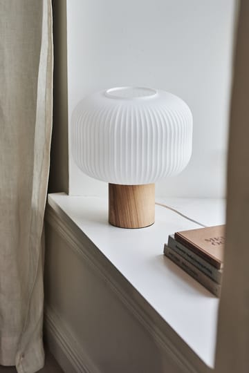 Lampe de table Fair 34,5 cm - Blanc givré-frêne - Scandi Living