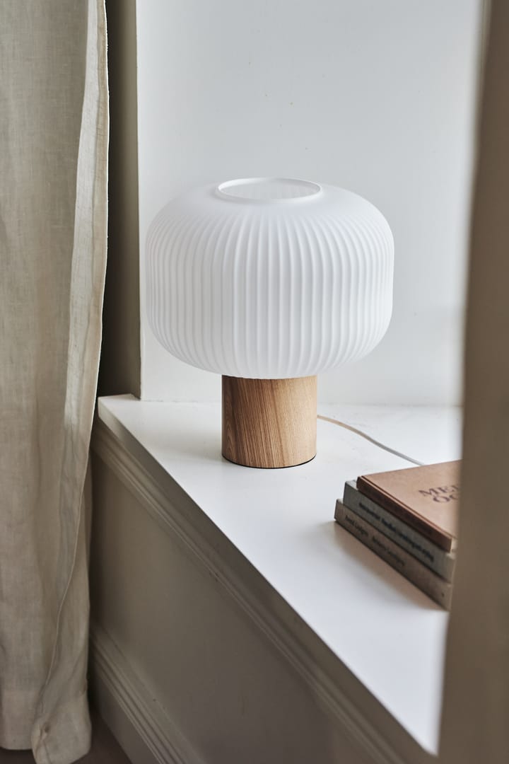 Lampe de table Fair 34,5 cm - Blanc givré-frêne - Scandi Living