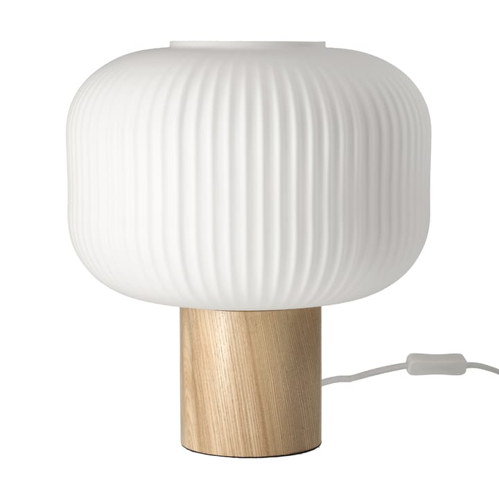 Lampe de table Fair 34,5 cm - Verre gelé-frêne - Scandi Living