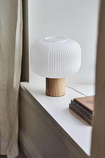 Lampe de table Fair 34,5 cm - Verre gelé-frêne - Scandi Living