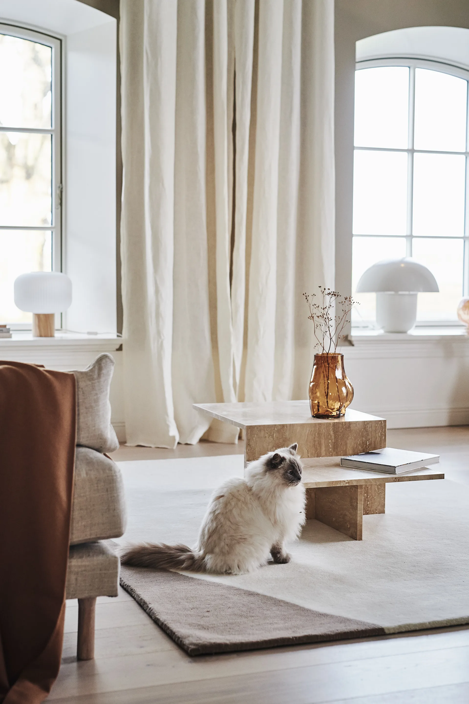 Lampe de table Fair 34,5 cm, Verre gelé-frêne Scandi Living