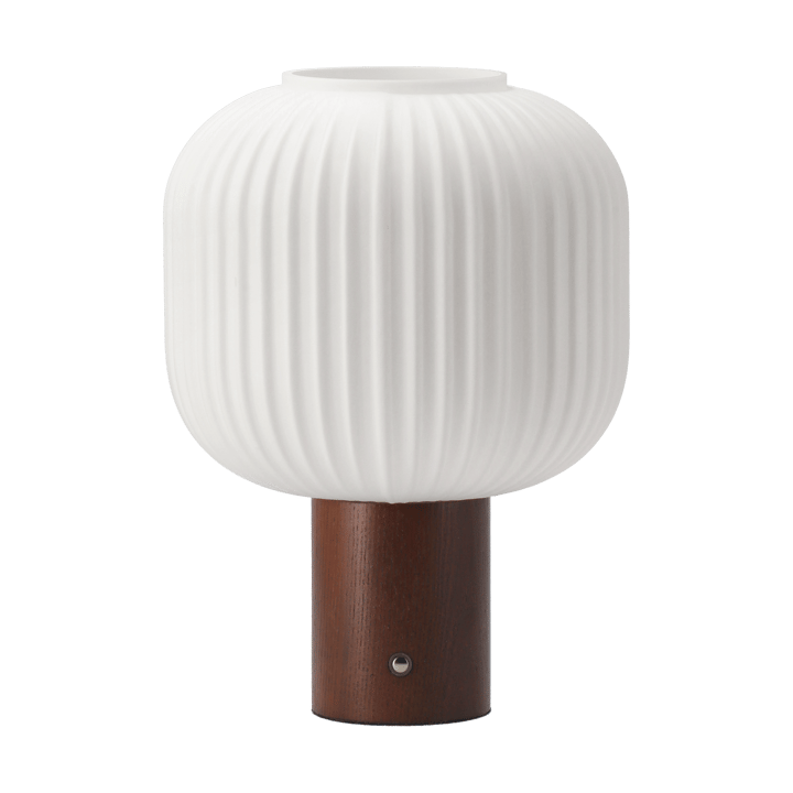 Lampe de table portable Fair - Verre dépoli – frêne teinté foncé - Scandi Living