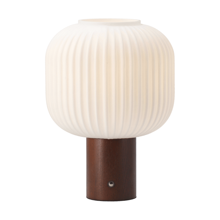 Lampe de table portable Fair, Verre dépoli – frêne teinté foncé Scandi Living