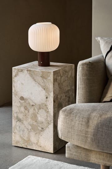 Lampe de table portable Fair - Verre dépoli – frêne teinté foncé - Scandi Living