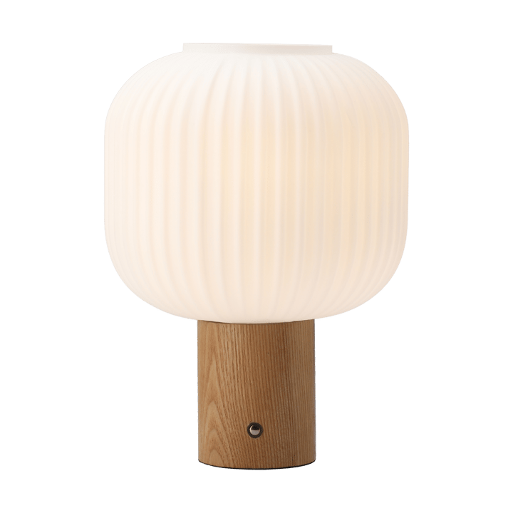 Lampe de table portable Fair, Verre dépoli – frêne Scandi Living