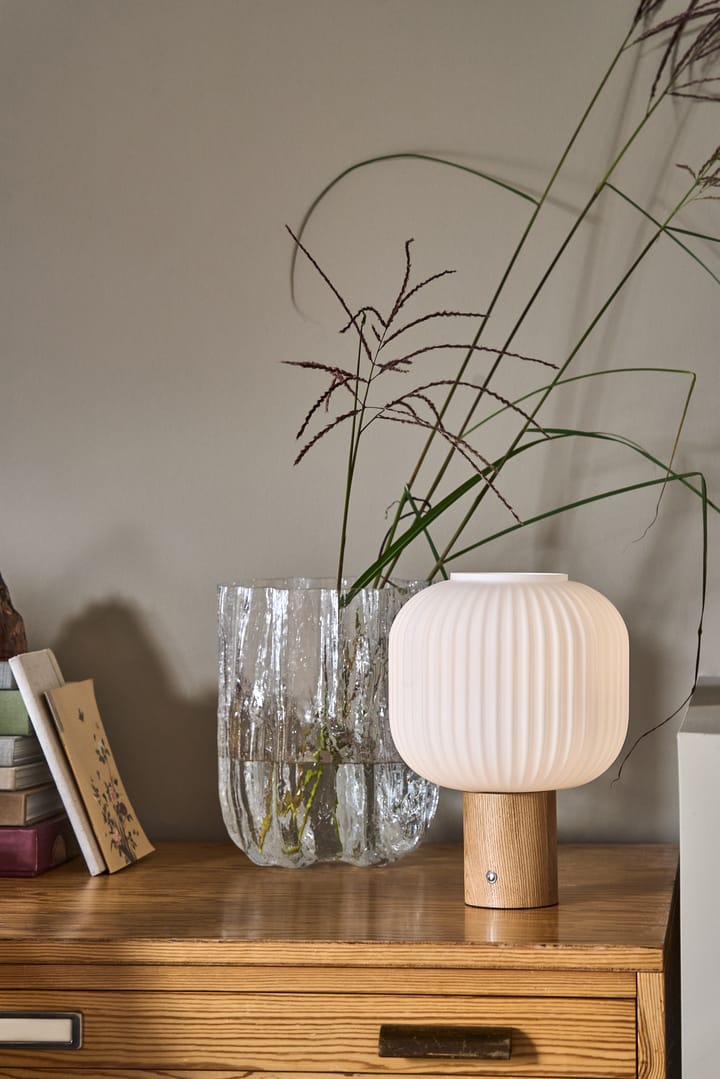 Lampe de table portable Fair, Verre dépoli – frêne Scandi Living