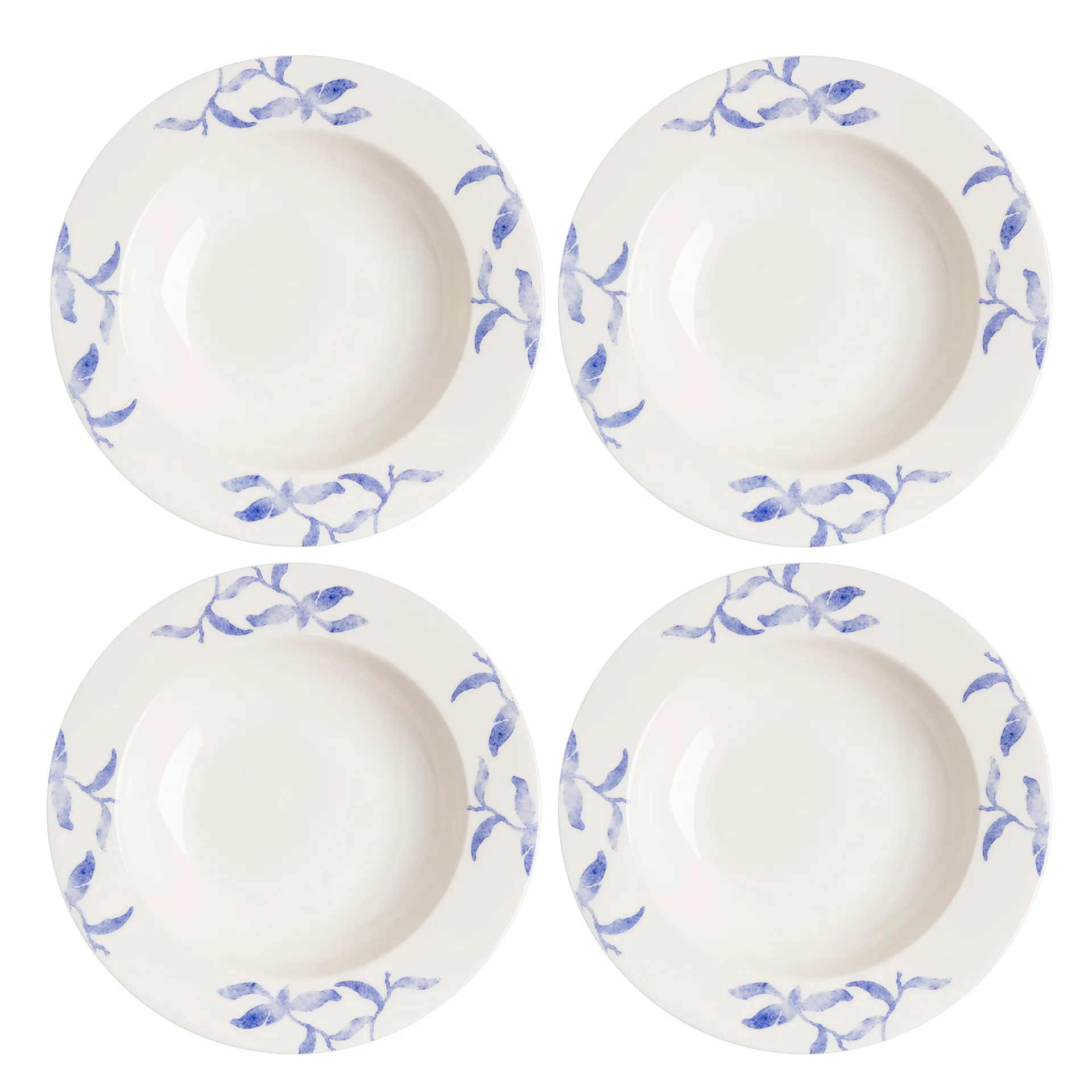 Lot de 4 assiettes creuses Havspil 23cm, bleu-blanc Scandi Living