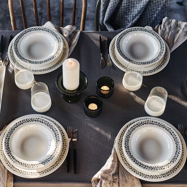 Lot de 4 assiettes Klappersten 28cm, noir et blanc Scandi Living
