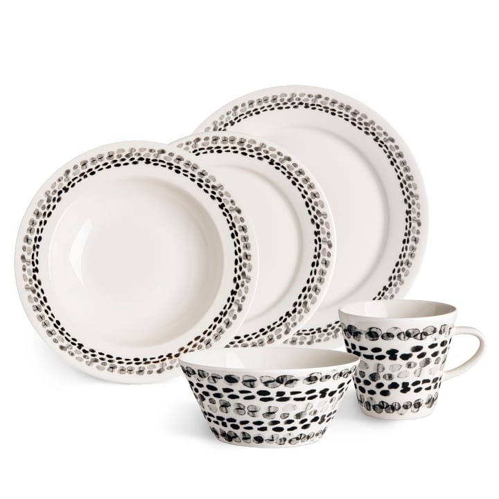 Lot de 4 assiettes Klappersten 28cm, noir et blanc Scandi Living