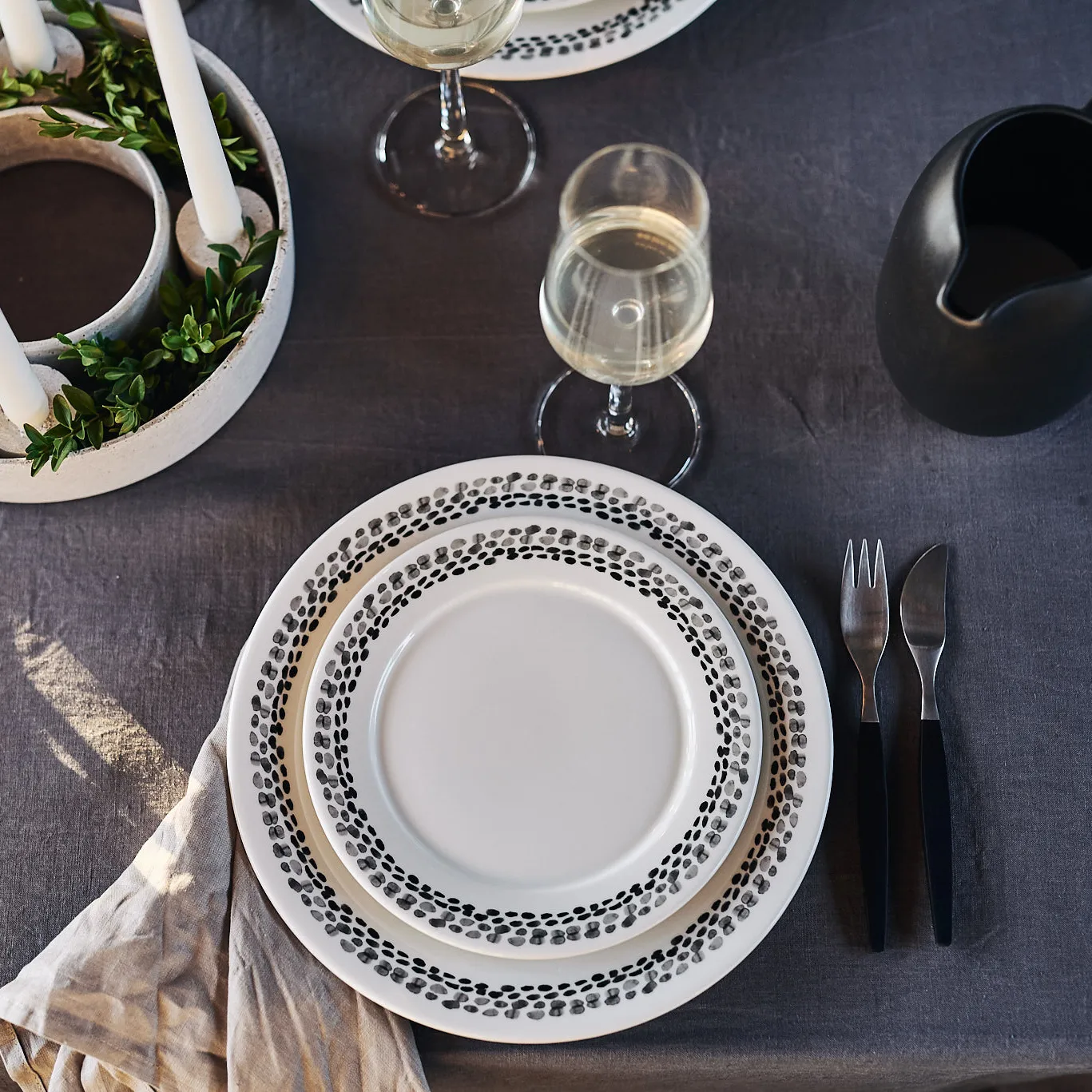 Nappe en lin Clean 145x350 cm , Charcoal  Scandi Living