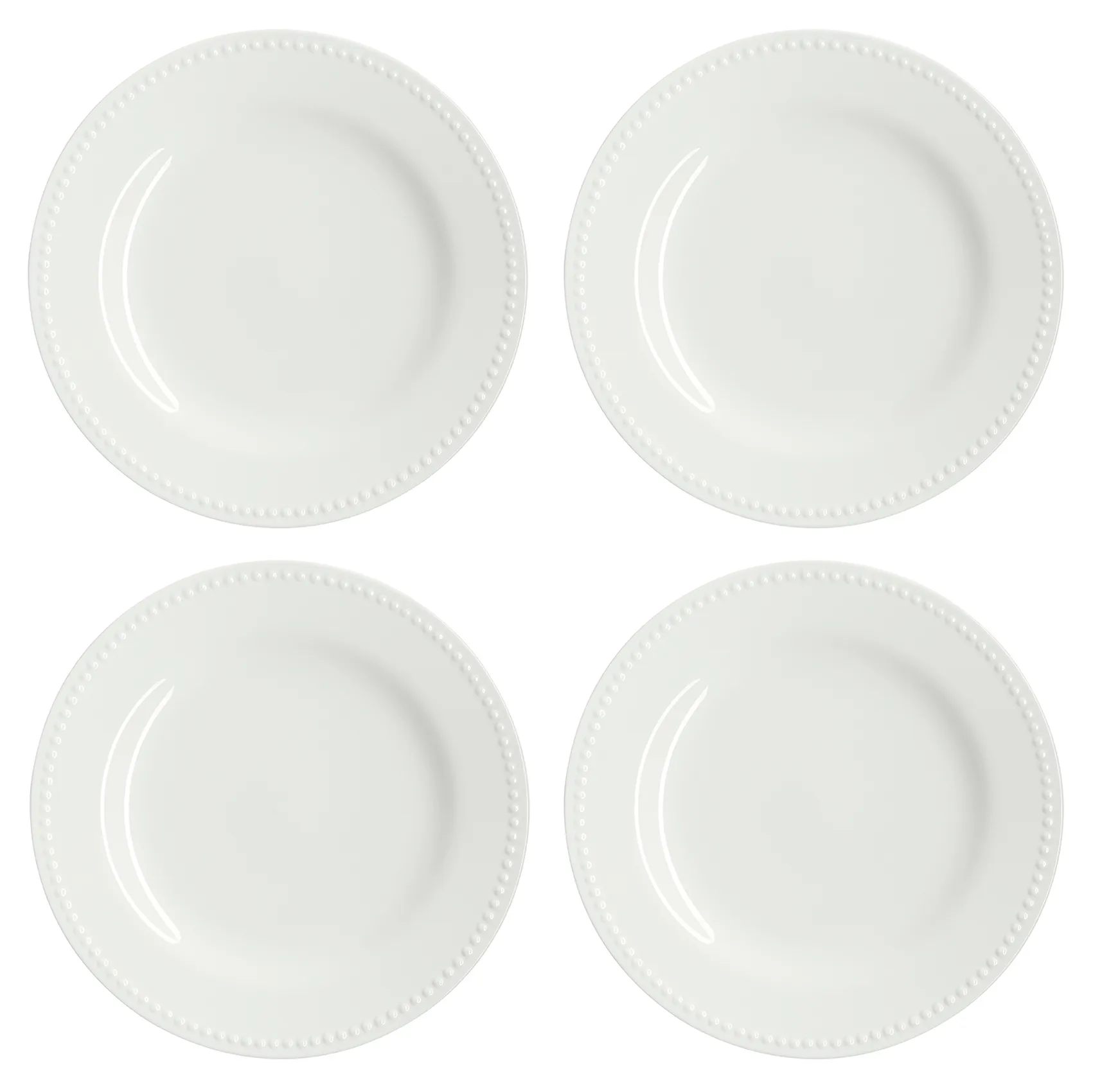 Petite assiette Dots 22cm Lot de 4, Blanc cassé Scandi Living