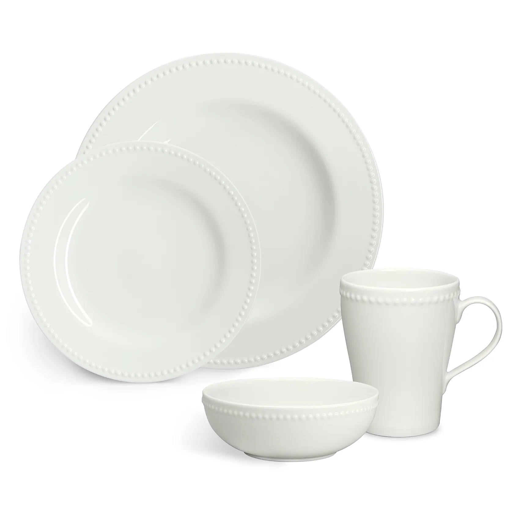 Petite assiette Dots 22cm Lot de 4, Blanc cassé Scandi Living