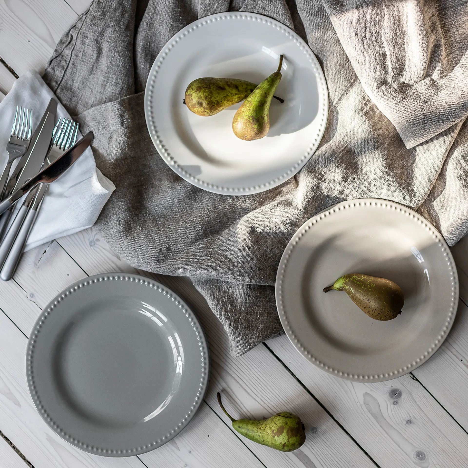 Petite assiette Dots 22cm Lot de 4, Gris Scandi Living