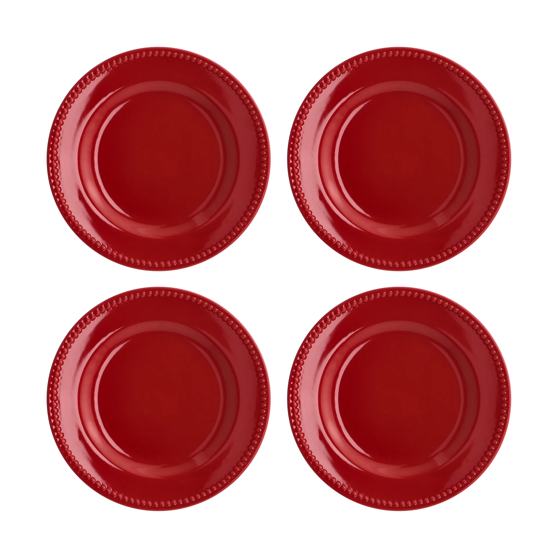 Petite assiette Dots 22cm Lot de 4, Rouge Scandi Living