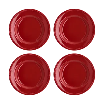 Petite assiette Dots 22cm Lot de 4 - Rouge - Scandi Living