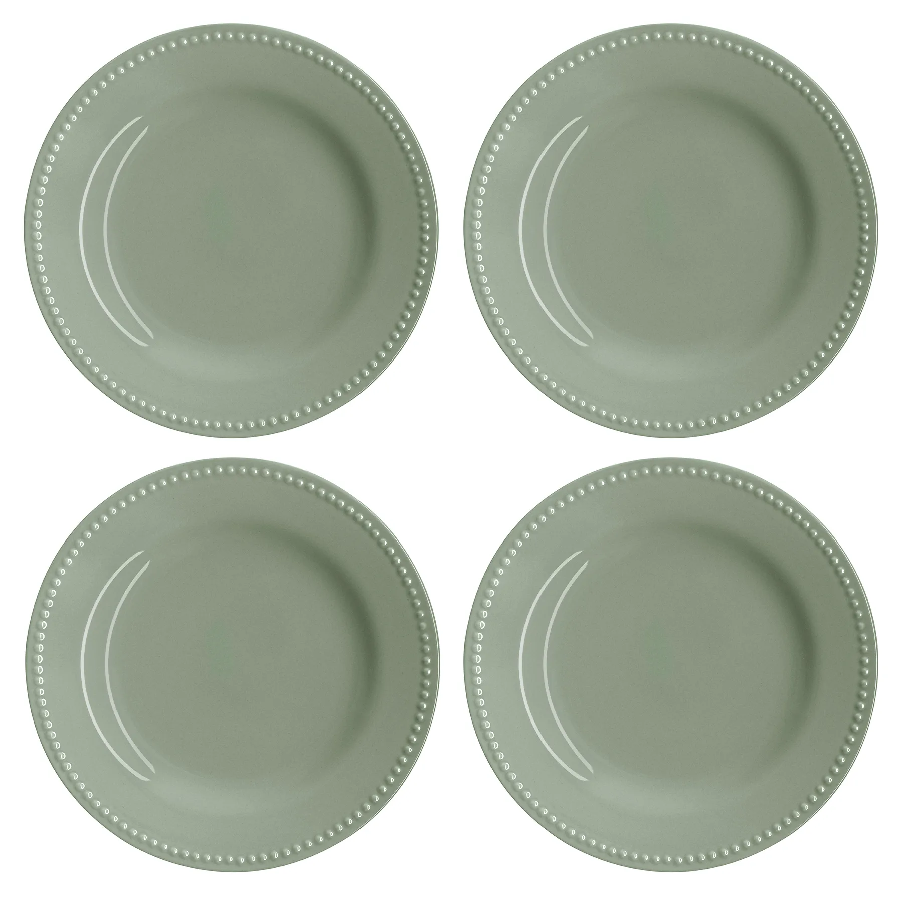 Petite assiette Dots 22cm Lot de 4, Vert Scandi Living