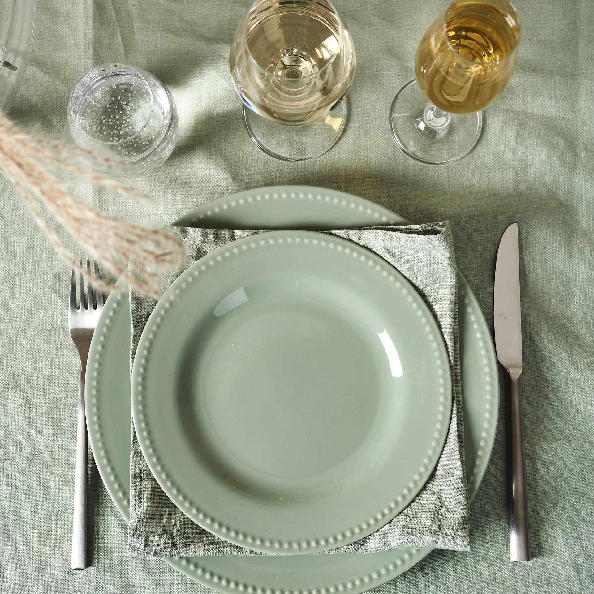 Petite assiette Dots 22cm Lot de 4, Vert Scandi Living