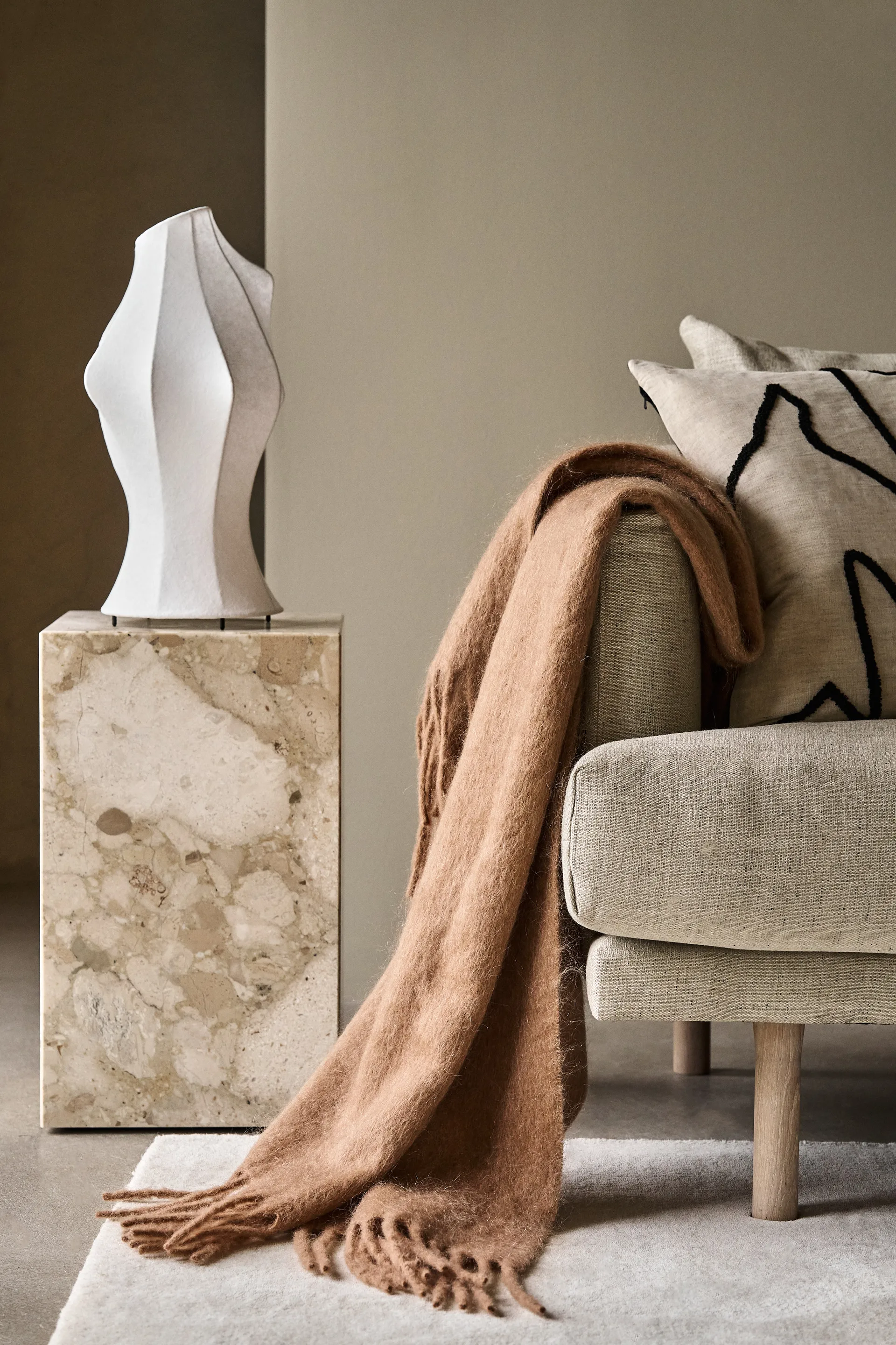 Plaid Dune en mohair 130x170 cm, Wheat Scandi Living