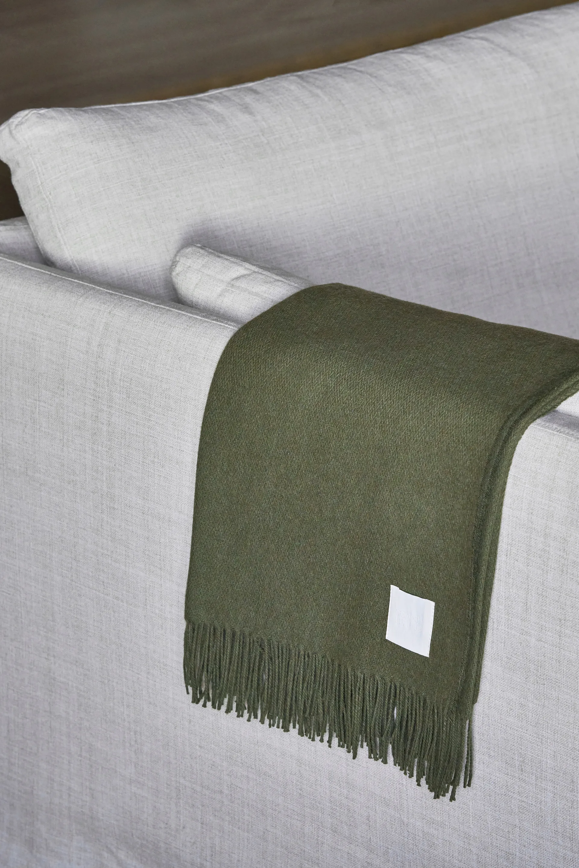 Plaid en coton Loom 125x170 cm, Khaki Scandi Living