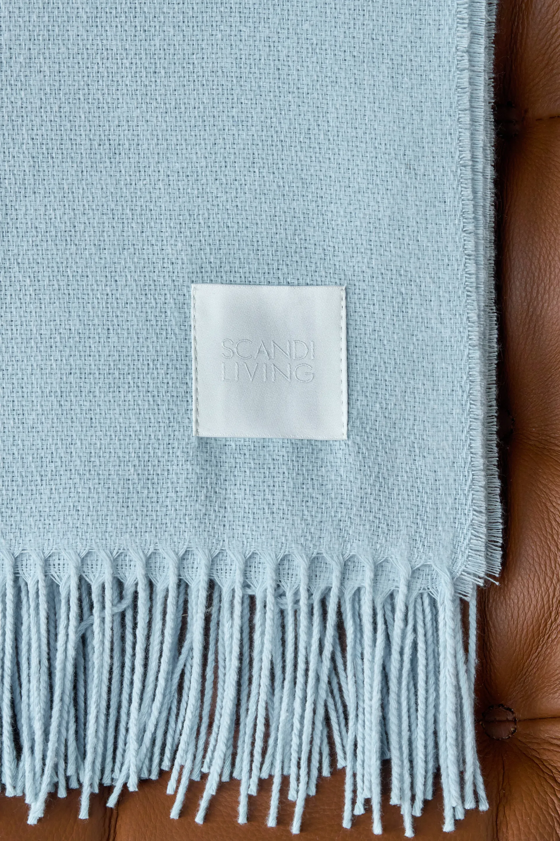 Plaid en coton Loom 125x170 cm, Sky blue Scandi Living