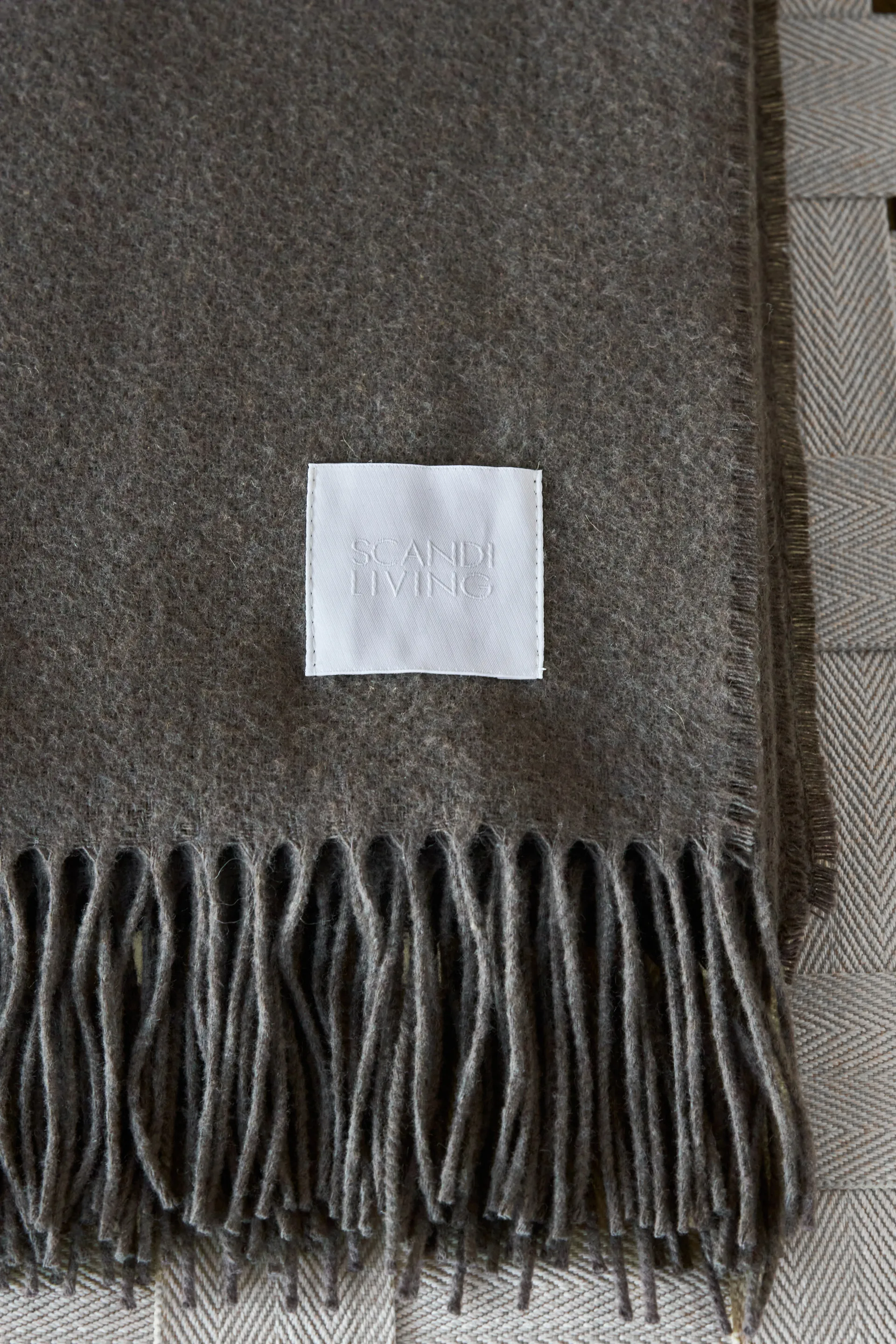 Plaid en coton Loom 125x170 cm, Taupe Scandi Living