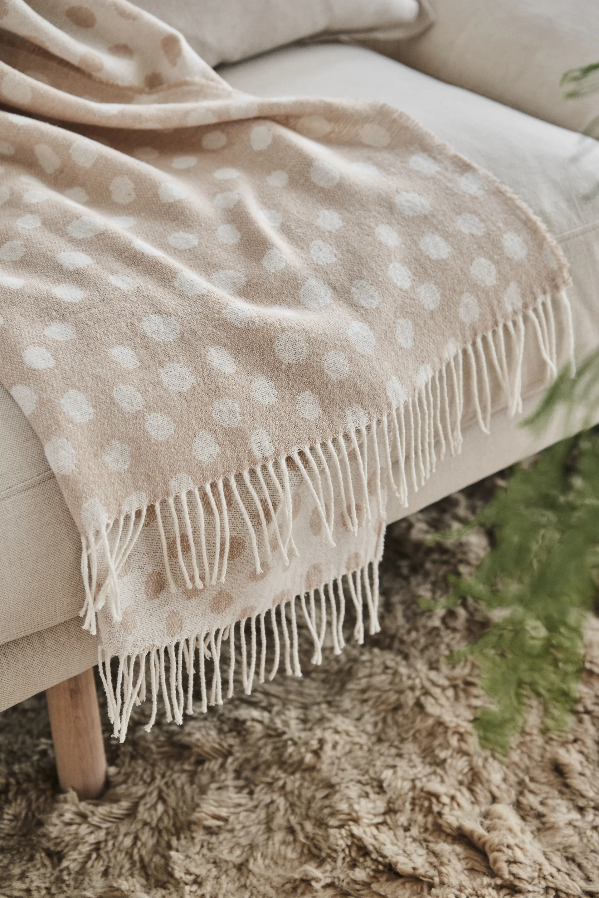 Plaid en laine Droplets 130x185 cm, Beige Scandi Living