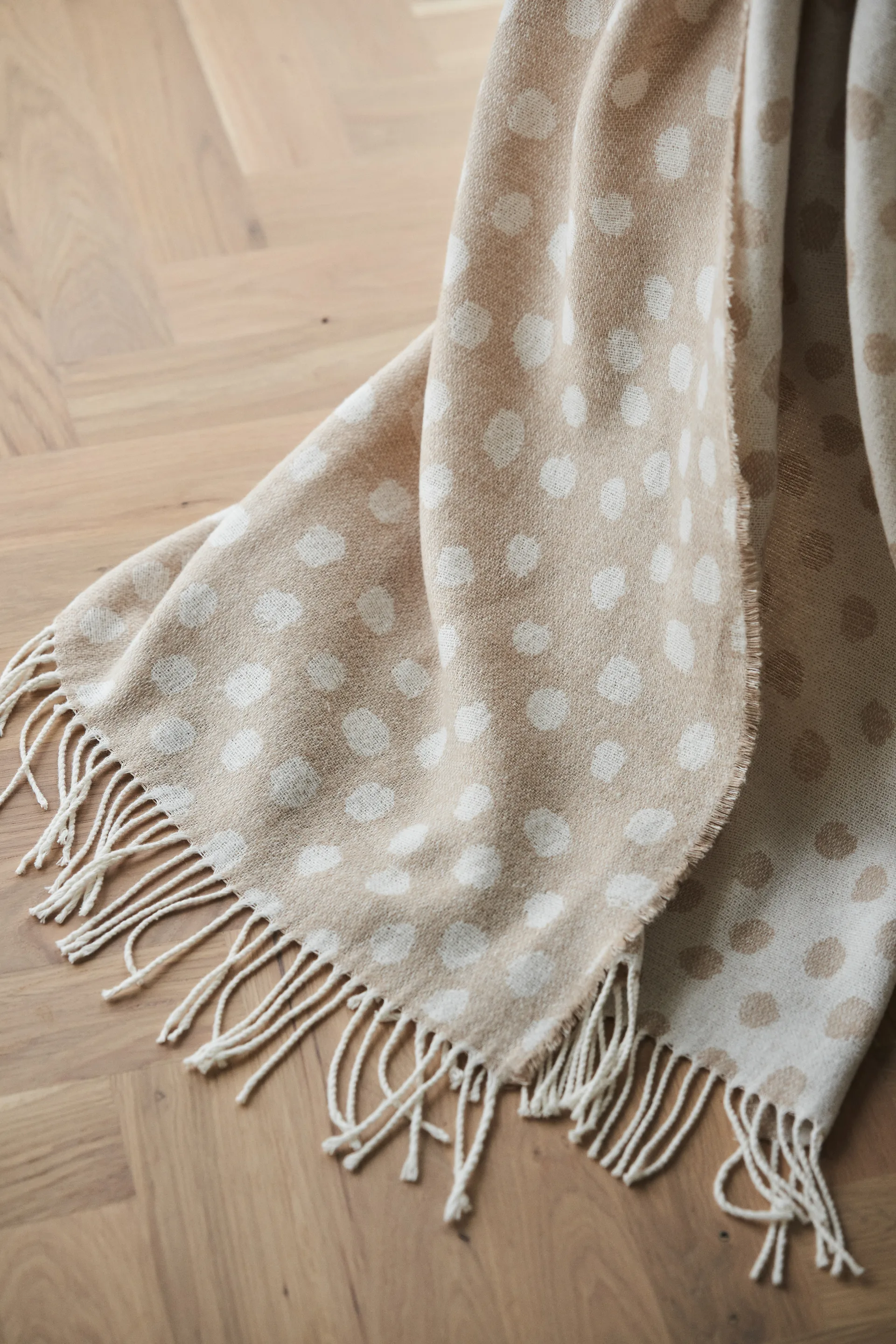 Plaid en laine Droplets 130x185 cm, Beige Scandi Living