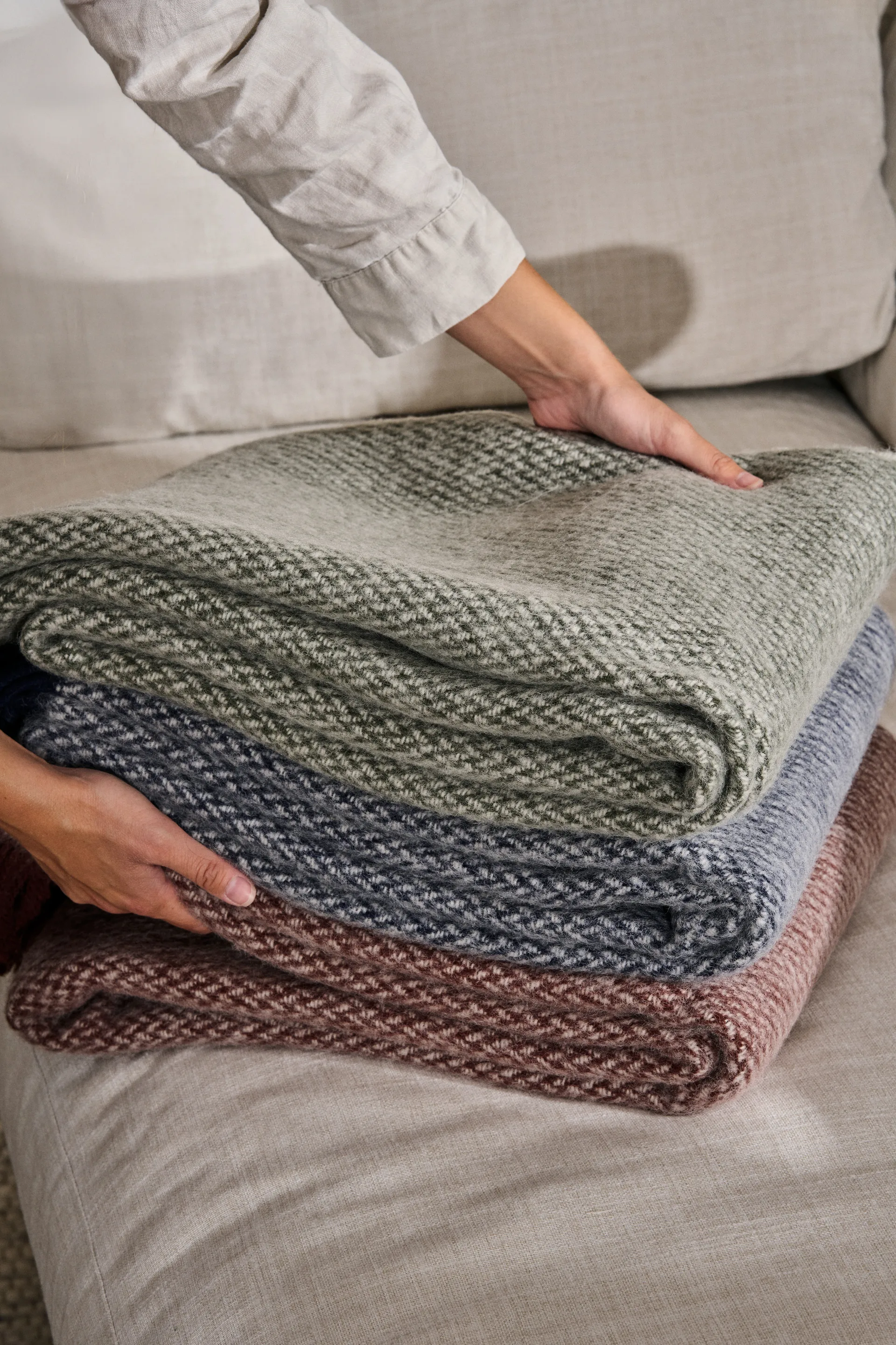 Plaid en laine Sandstone 130x180 cm, Khaki vert Scandi Living