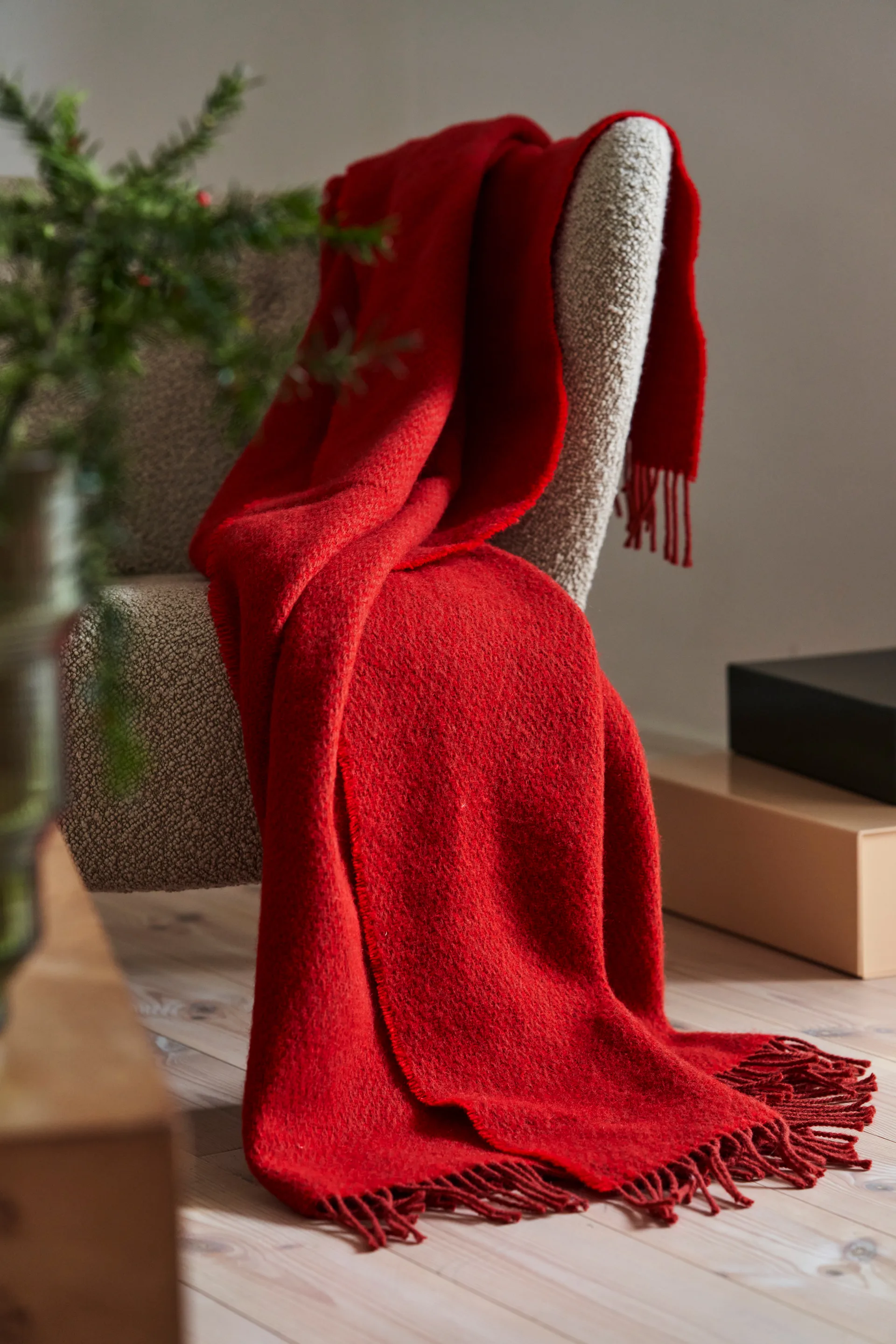 Plaid en laine Sandstone 130x180 cm, Rouge Scandi Living