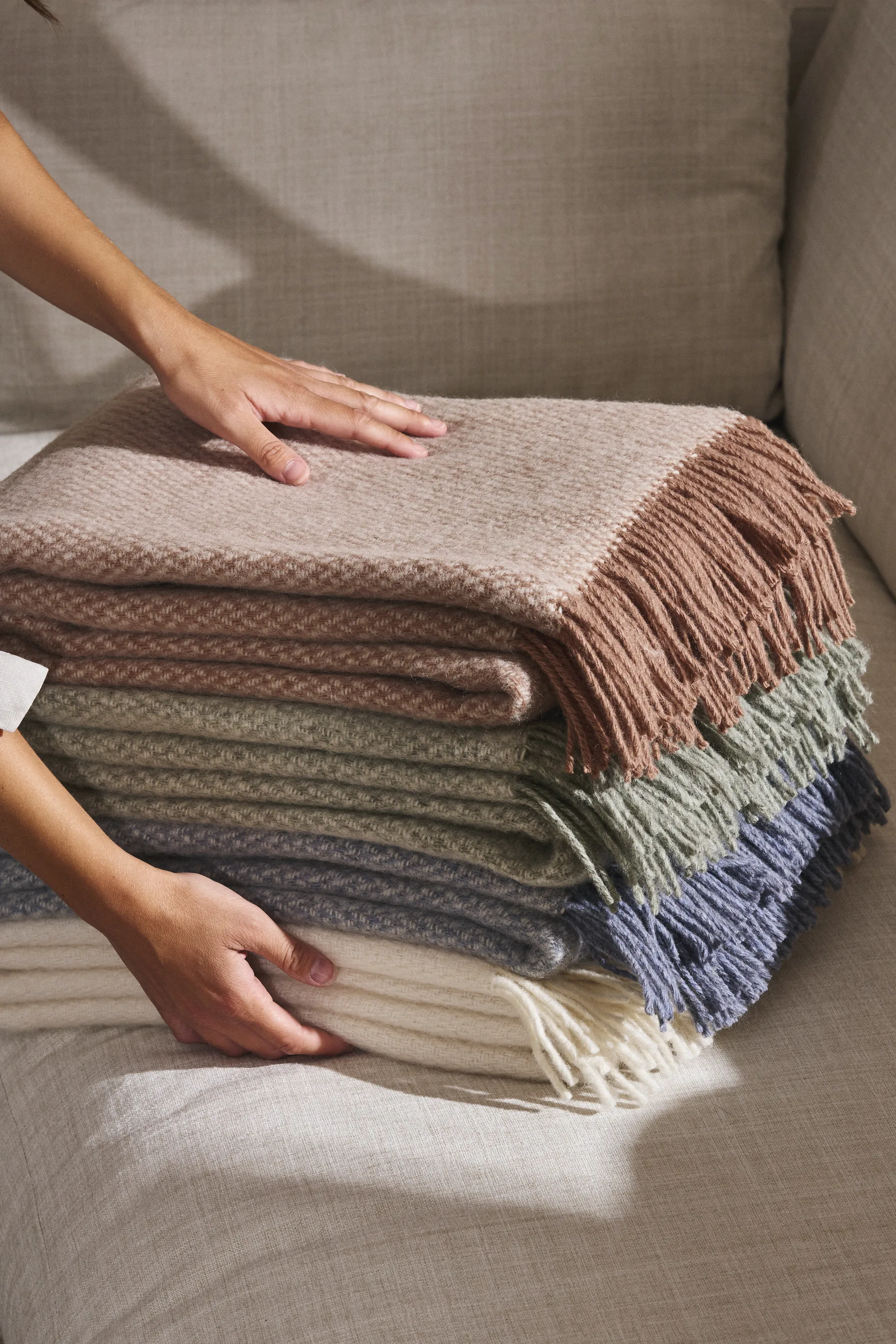 Plaid en laine Sandstone 130x180 cm, Sage Melange Scandi Living