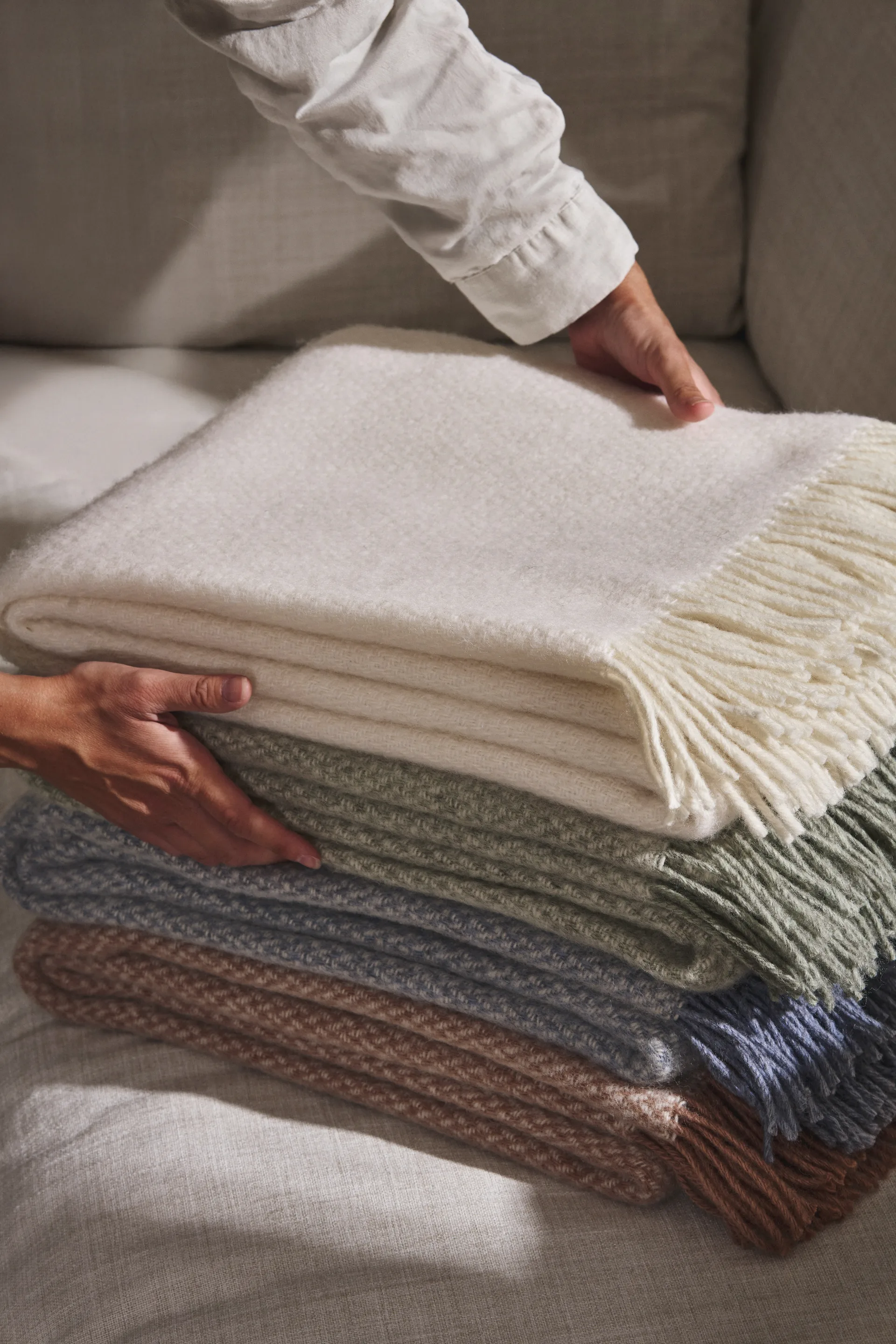 Plaid en laine Sandstone 130x180 cm, Sage Melange Scandi Living