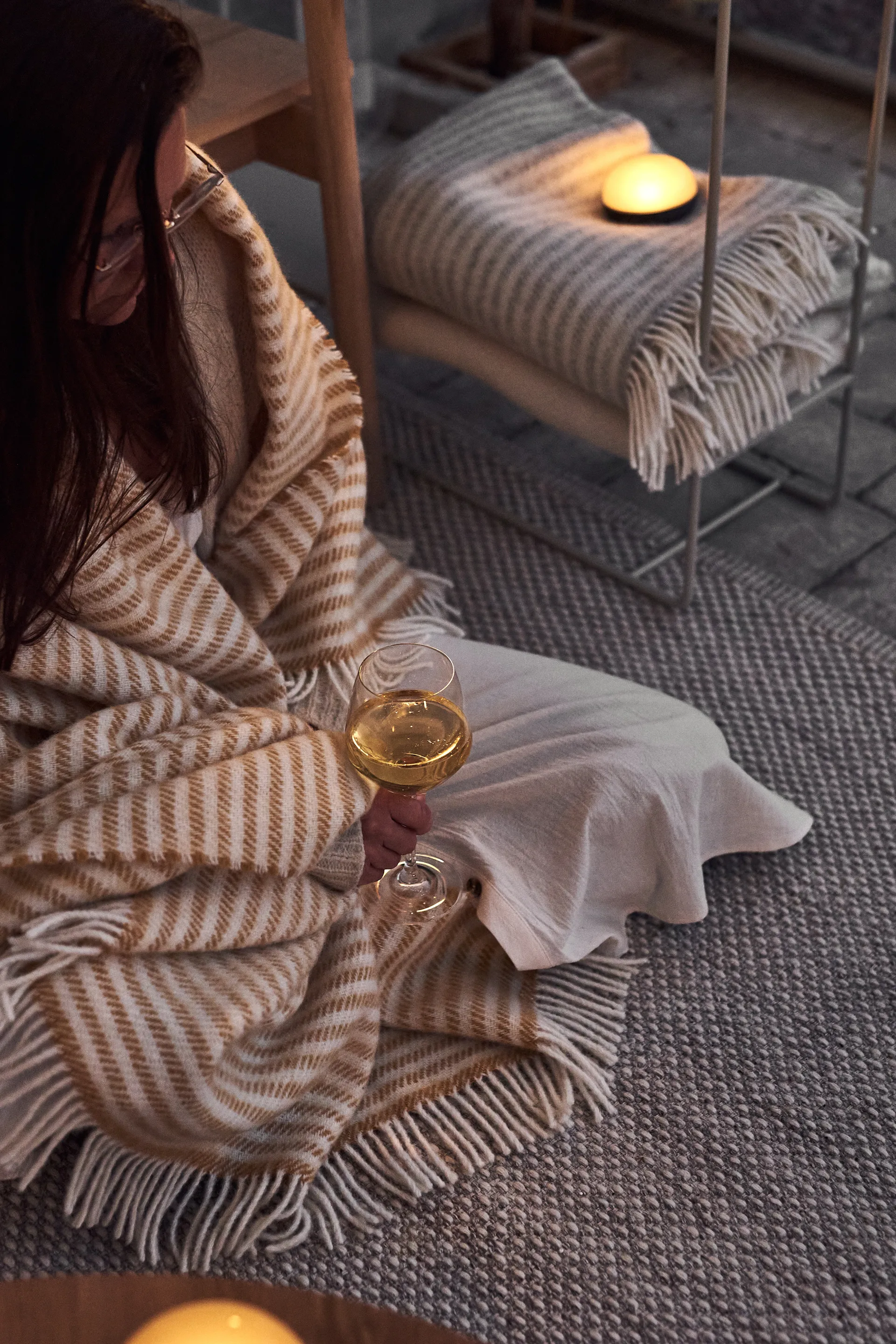 Plaid en laine Tidal 130x180 cm, Mustard Scandi Living