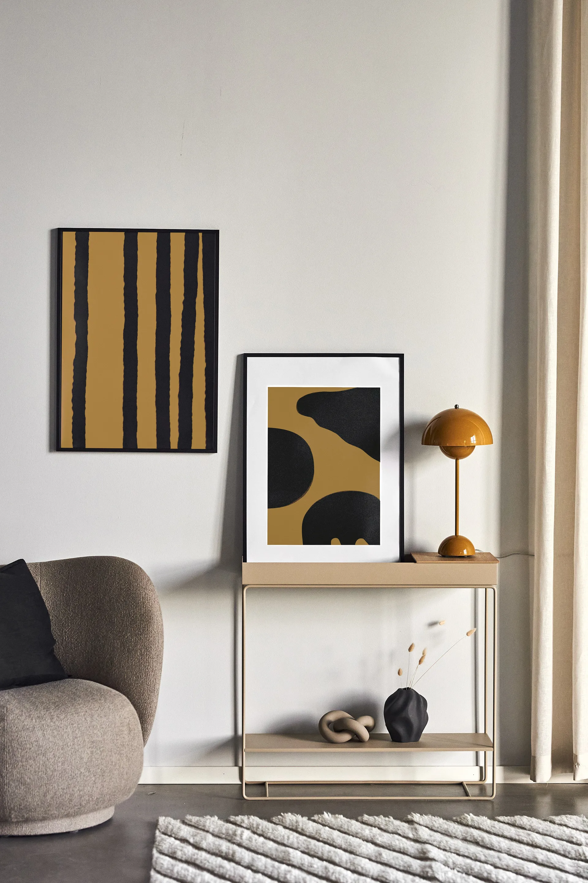 Poster Contour ocre, 30x40 cm Scandi Living