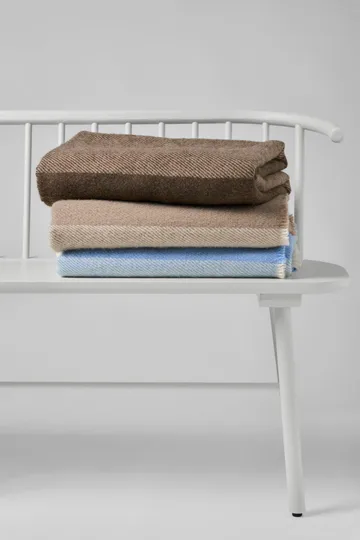 Row plaid en laine rayé - Beige, 120x185cm - Scandi Living