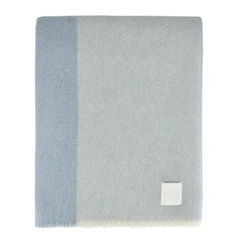 Row plaid en laine rayé - Bleu clair, 120x185cm - Scandi Living