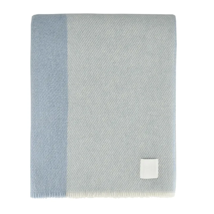 Row plaid en laine rayé - Bleu clair, 120x185cm - Scandi Living