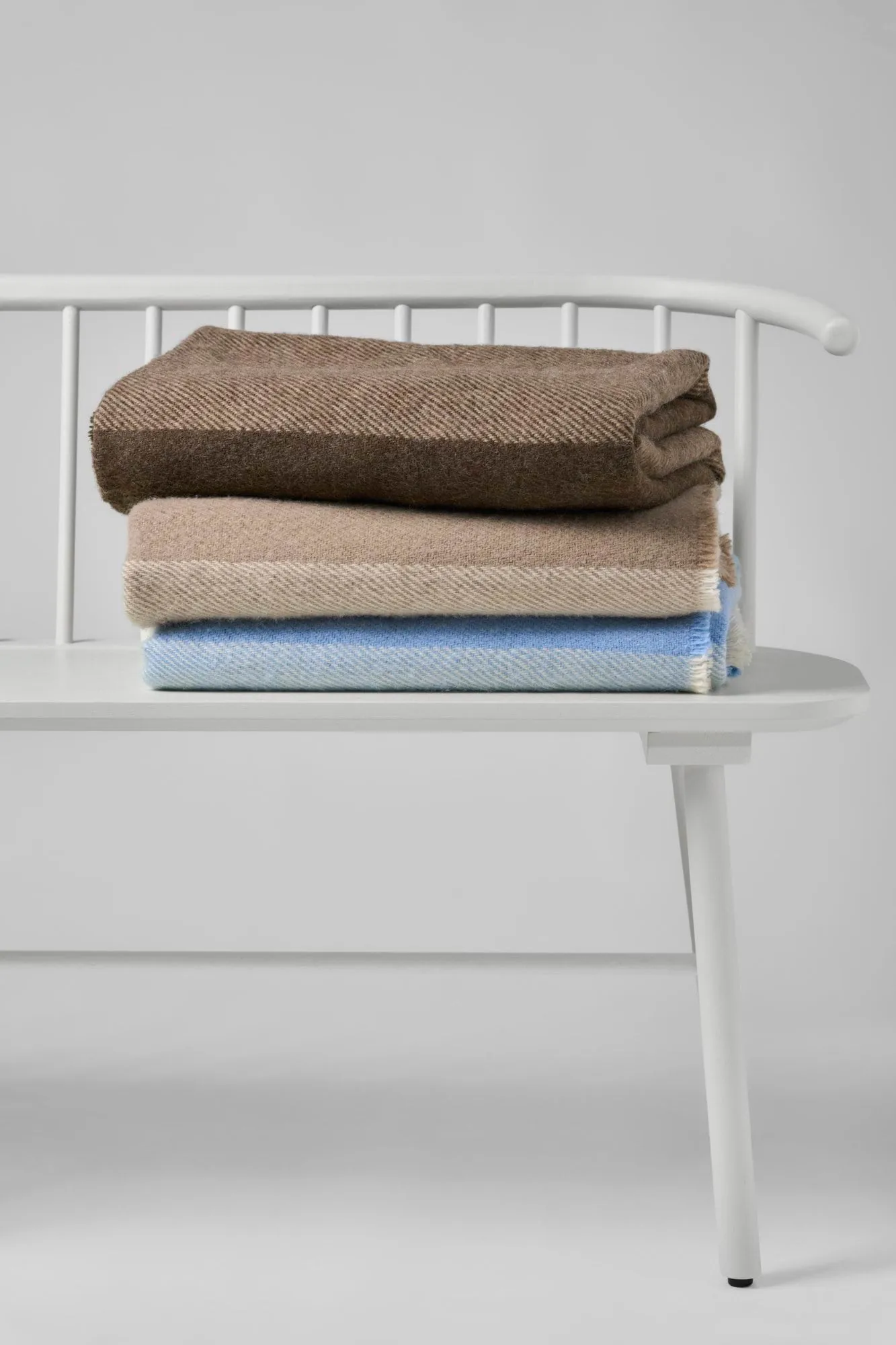 Row plaid en laine rayé, Brun, 120x185cm Scandi Living