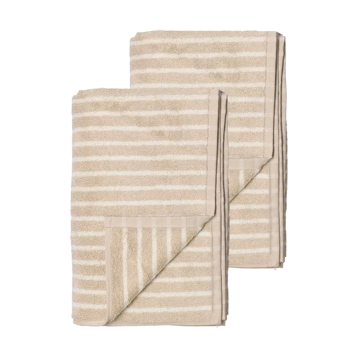 Serviettes de bain Drift 100x150 cm lot de 2 Beige-blanc - Scandi Living