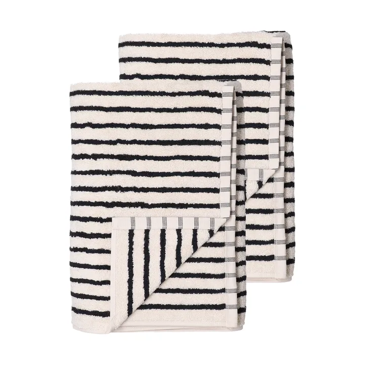 Serviettes de bain Drift 100x150 cm lot de 2 Blanc-noir - Scandi Living