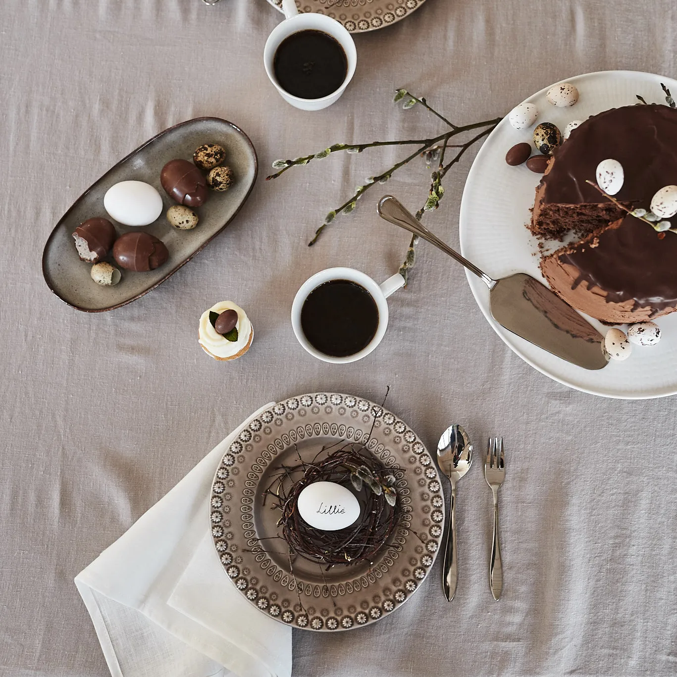 Serviettes de table Clean 45 x 45 cm lot de 4, blanc Scandi Living