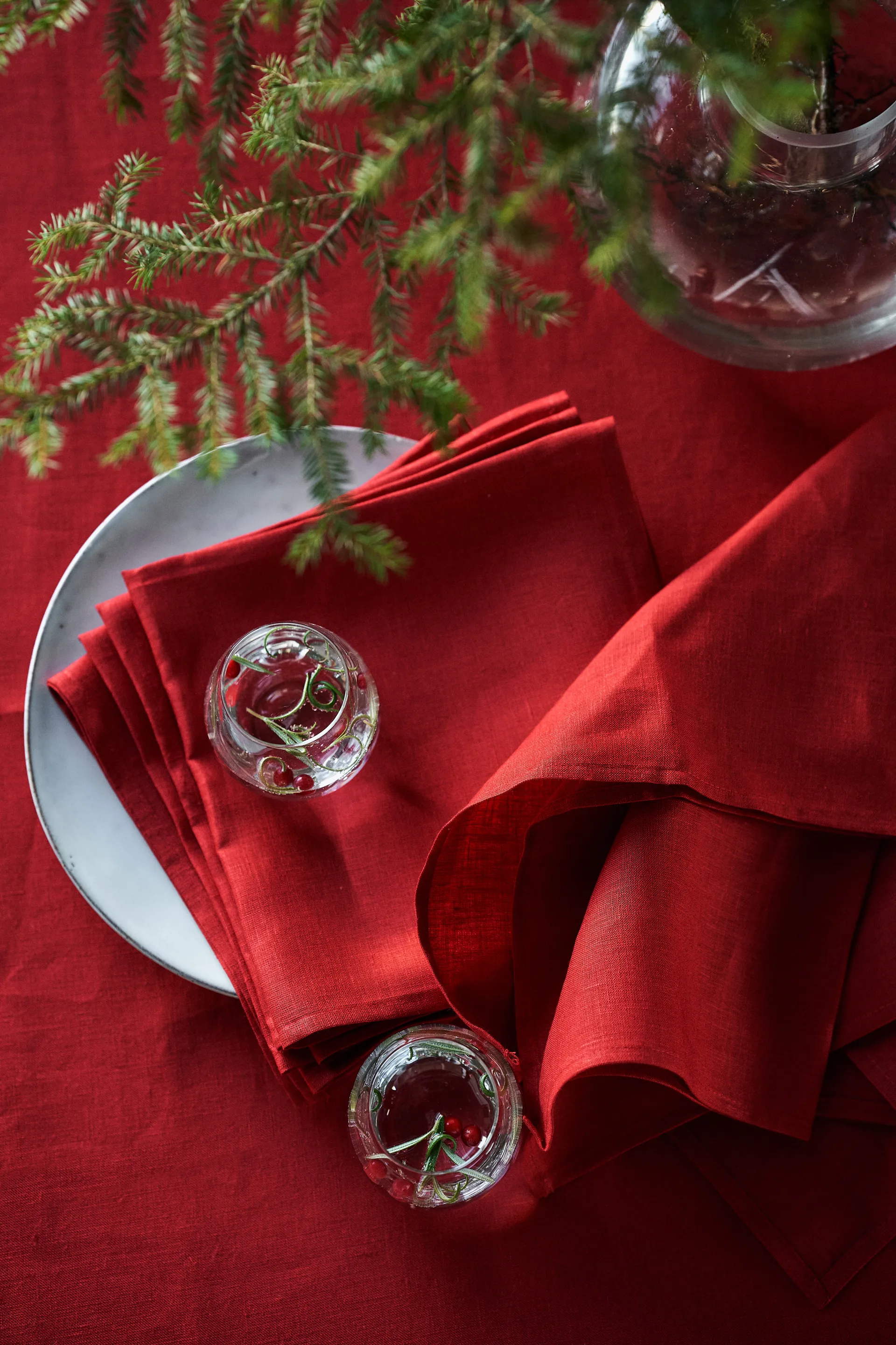 Serviettes de table Clean 45 x 45 cm lot de 4, Red Scandi Living